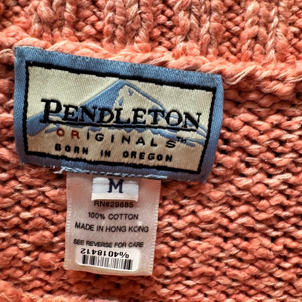 Pendleton Sweater Womens Medium Chunky Cowl Neck Pink Cotton Knit Vintage - Picture 2 of 6